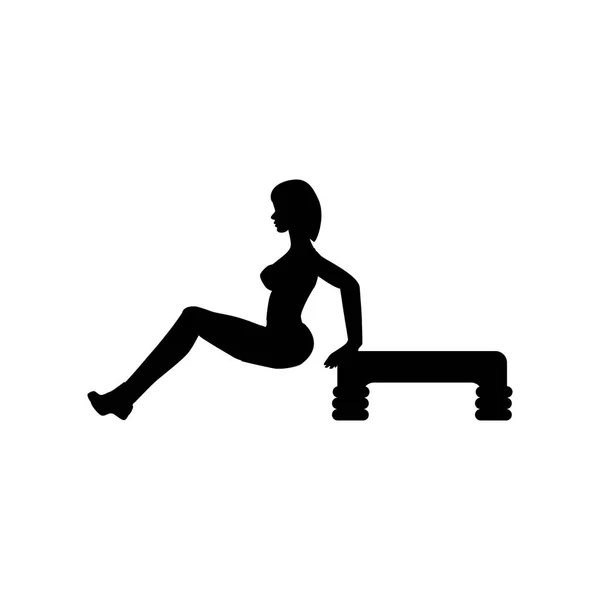 Tricep dip exercise workout silhouette — Stock Vector