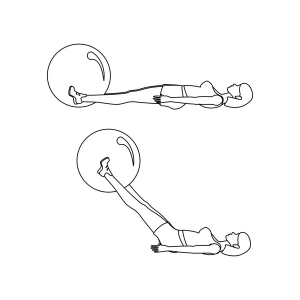 Swiss ball leg lifts contour — Image vectorielle