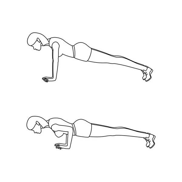 Esboço de treino push-up — Vetor de Stock