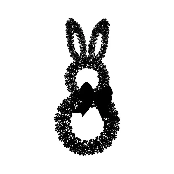 Easter bunny wreath silhouette — Stock Vector