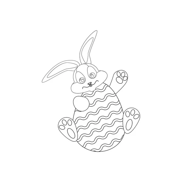 Conejo de Pascua y contorno de huevo — Vector de stock