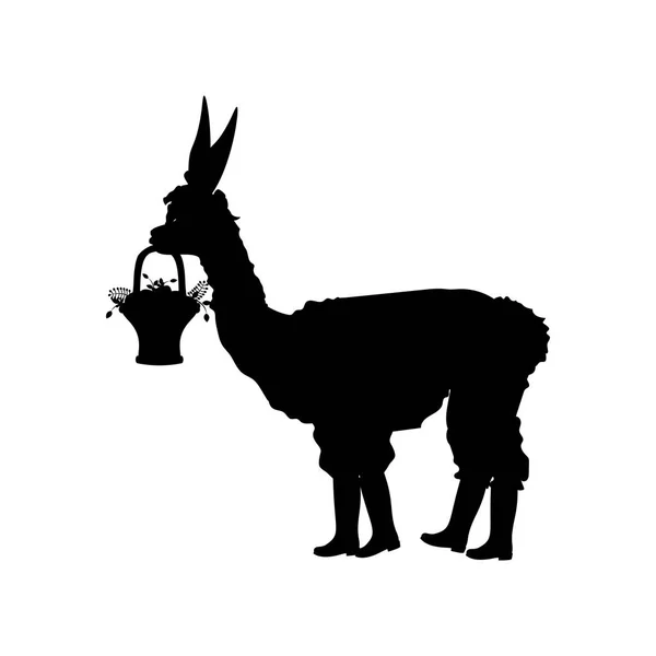 Llama de Pascua con silueta de cesta — Vector de stock