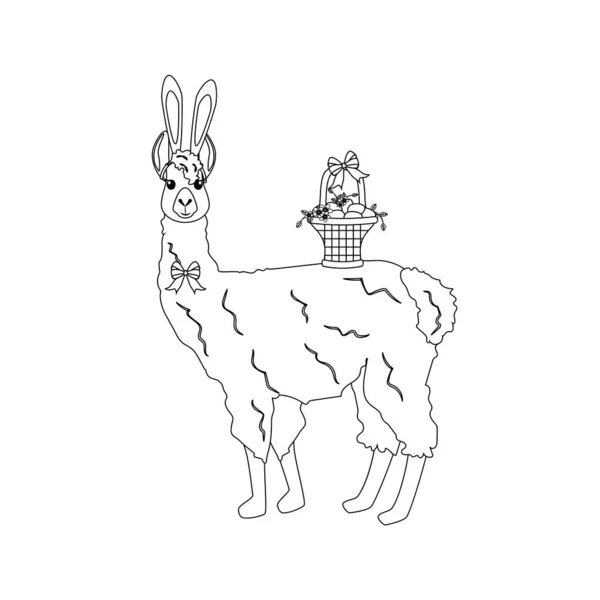 Llama de Pascua con contorno de cesta — Vector de stock