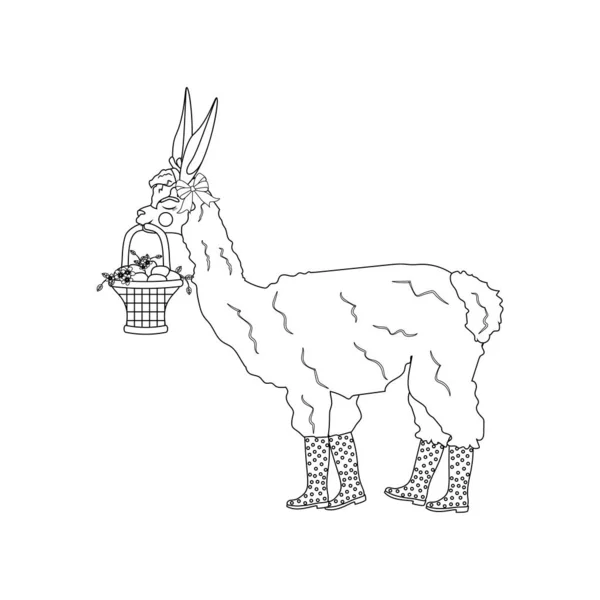 Llama de Pascua con contorno de cesta — Vector de stock