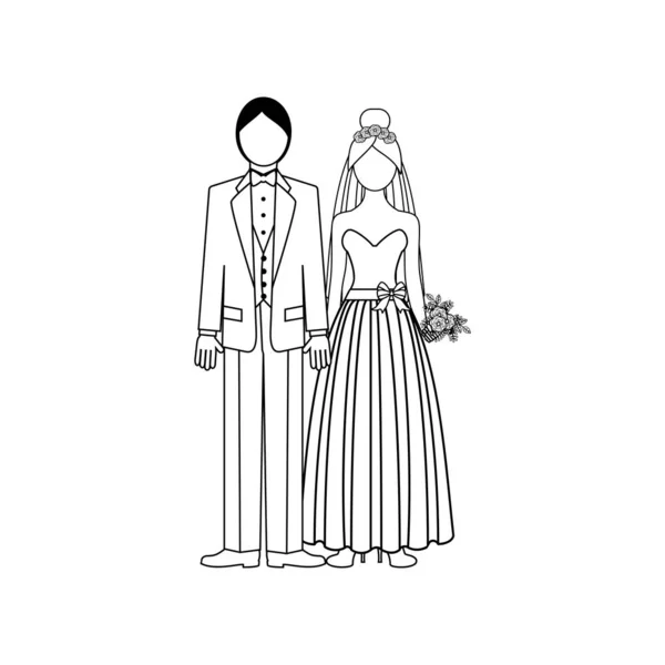 Bröllops paret kontur — Stock vektor
