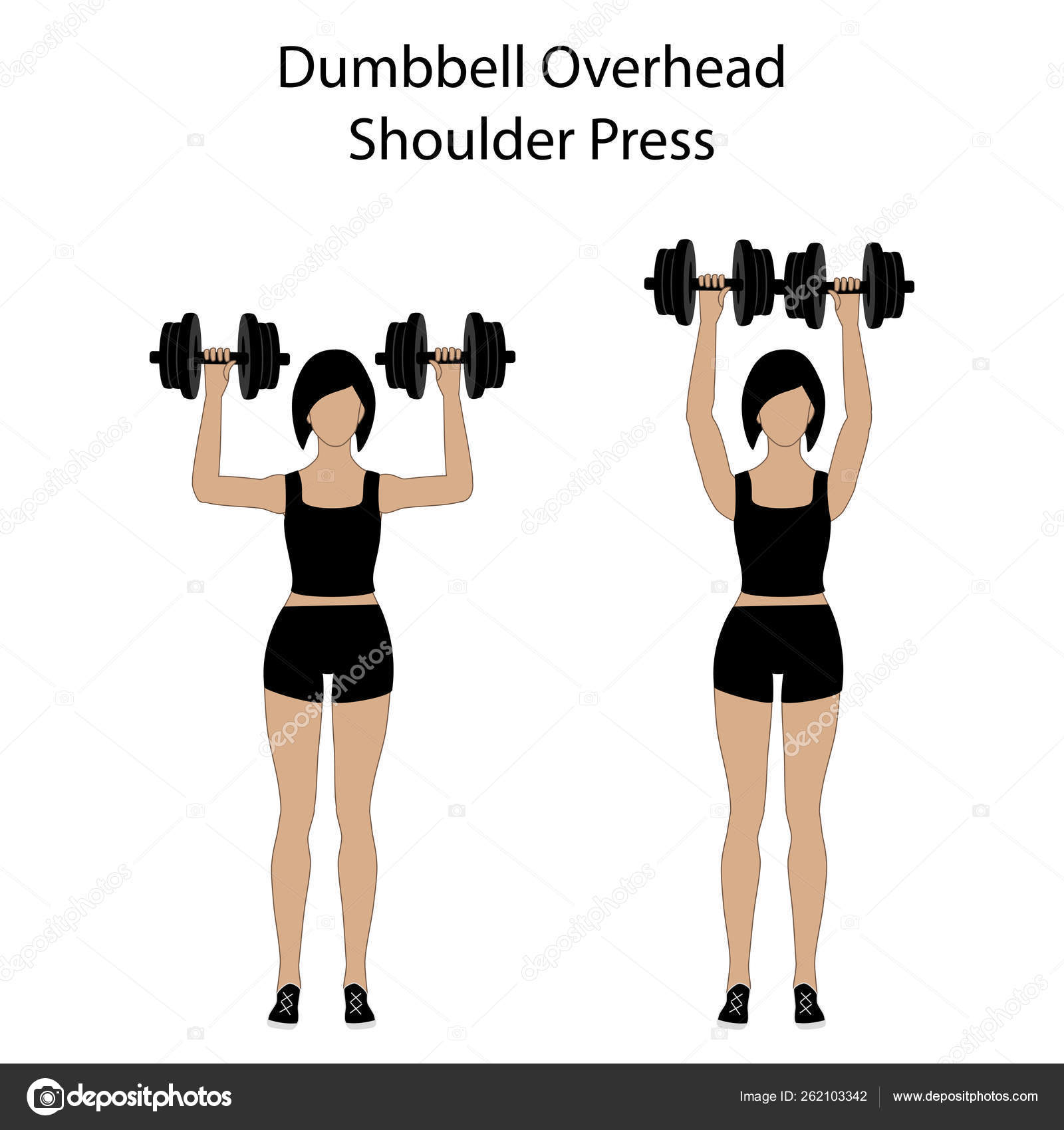 Dumbbell Overhead Shoulder Press Exercise Vector Image By C Parkheta Gmail Com Vector Stock