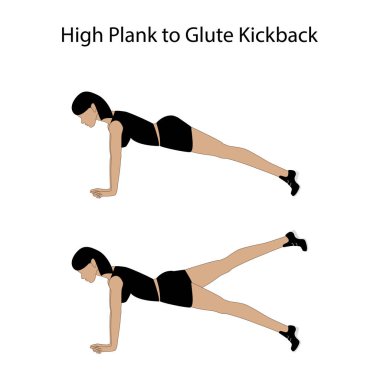 Glute kickback egzersiz için yüksek kalas