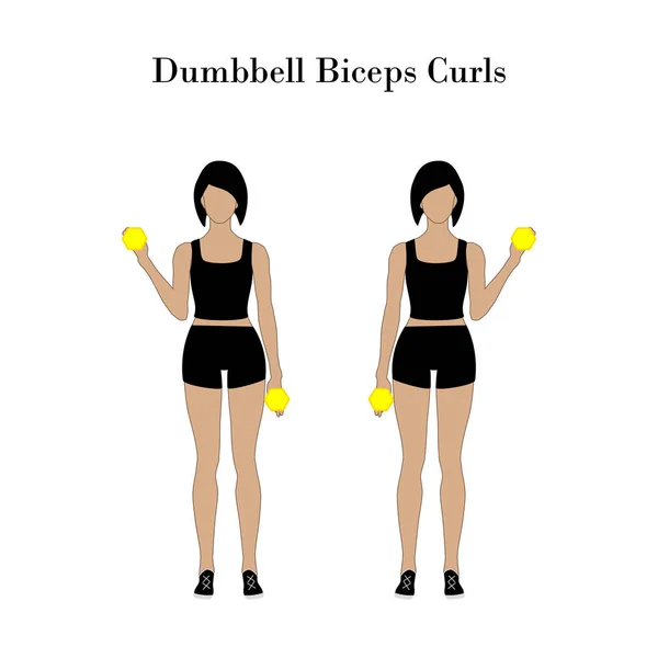 Dumbbell bíceps rizos ejercicio — Vector de stock