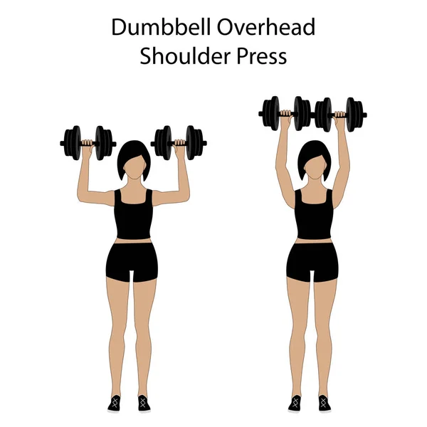 Dumbbell overhead shoulder press exercise — Stock Vector