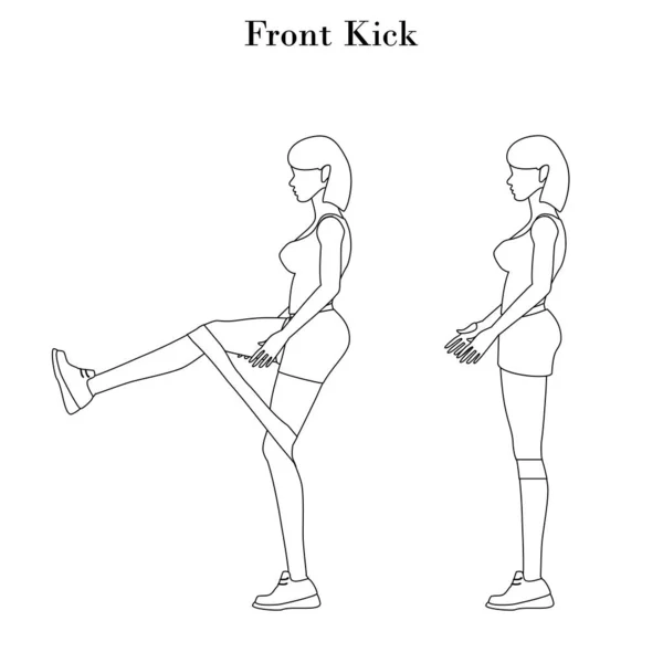 Frontkick Übung Illustration Skizze — Stockvektor