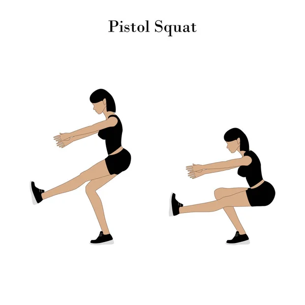 Pistol squat exercise — Stock Vector