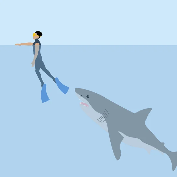Cápa támadás illusztráció — Stock Vector