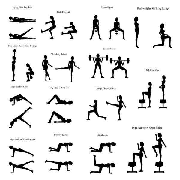 Exercice d'entraînement jambes silhouette d'illustration — Image vectorielle