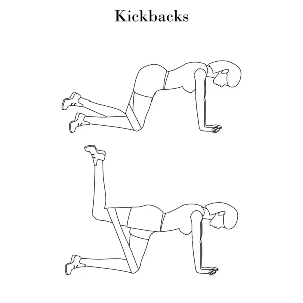 Kickbacks ćwiczenia ilustracja zarys — Wektor stockowy