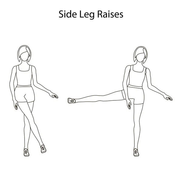 Seitliches Bein hebt Bewegungskontur an — Stockvektor