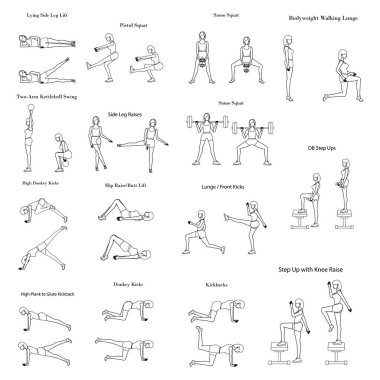 Bacaklar egzersiz illüstrasyon anahat