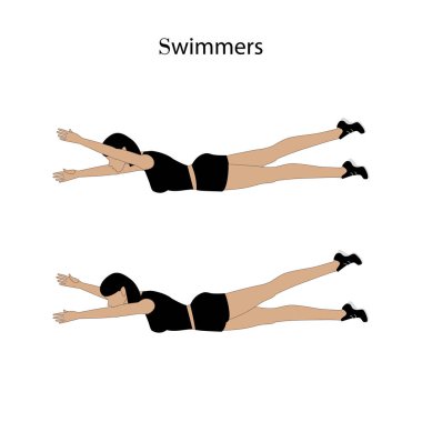 Yüzücüler egzersiz illüstrasyon