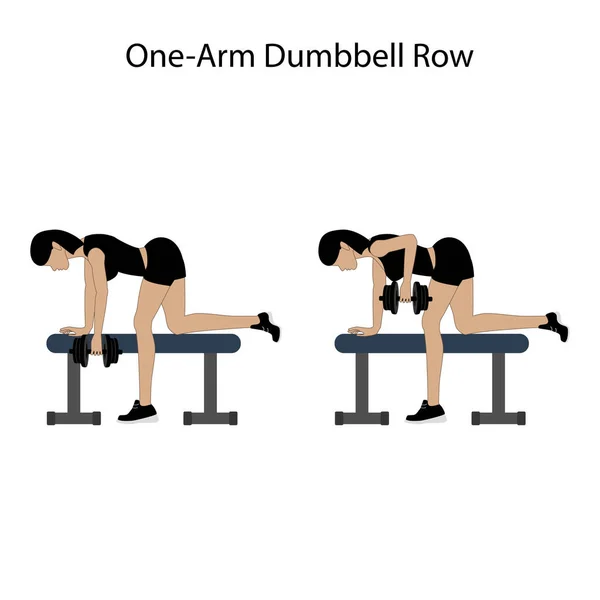 One arm dunbbell row exercise — Stock Vector