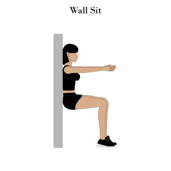 Wall sit workout — Stock Vector