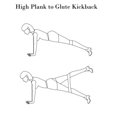 Glute kickback egzersiz anahat için yüksek kalas
