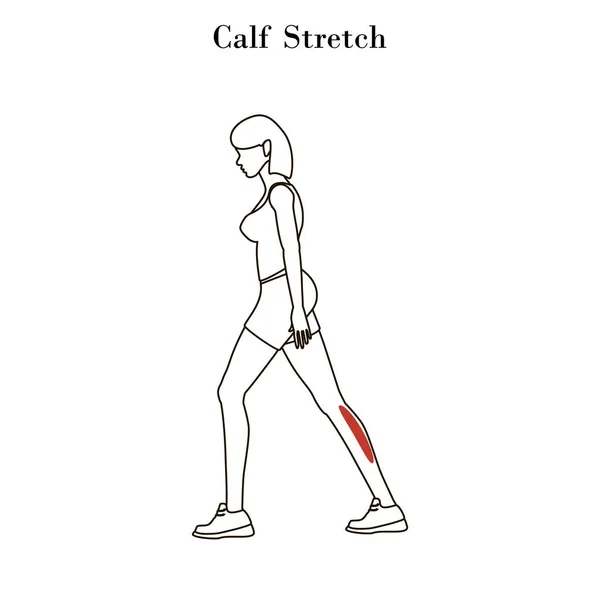 Calf stretch exercise outline — Stock Vector