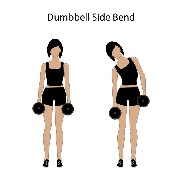 Dumbbell side bend exercise — Stock Vector