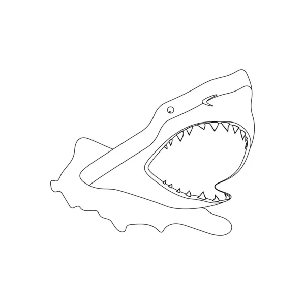 Garis besar ilustrasi hiu - Stok Vektor