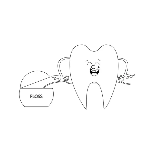 Tooth and dental floss outline — Stock Vector