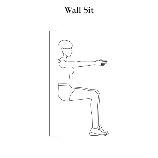 Wandsitzen Workout-Umrisse — Stockvektor