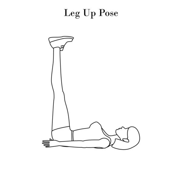 Yoga jambe vers le haut pose contour — Image vectorielle