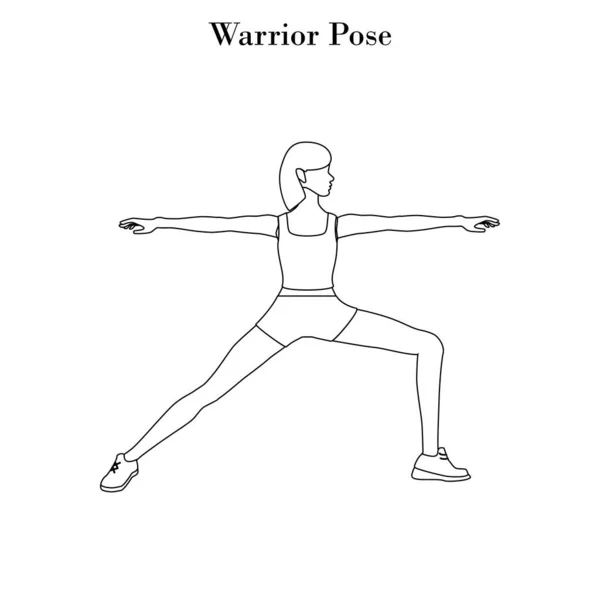 Yoga Krieger Pose Umriss — Stockvektor