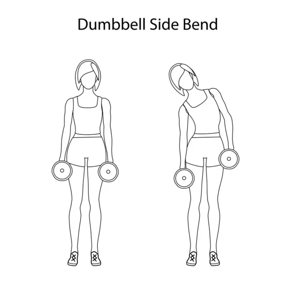 Hantel sida böja övning kontur — Stock vektor