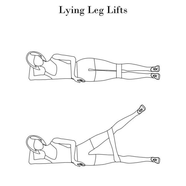 Lying leg lifts exercise outline — Stock Vector