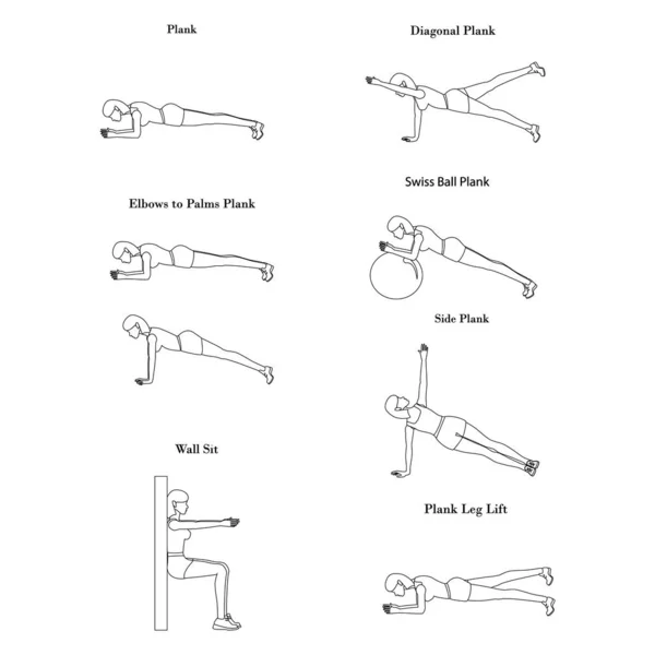 Plank Workout Illustration Skizze — Stockvektor