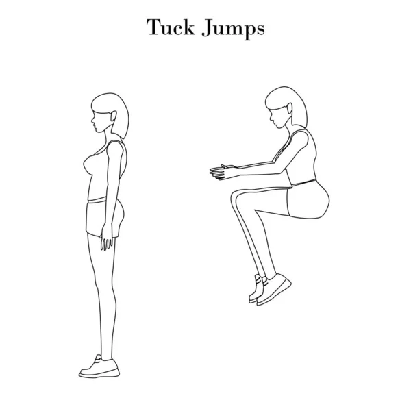 Tuck hoppar övning kontur — Stock vektor