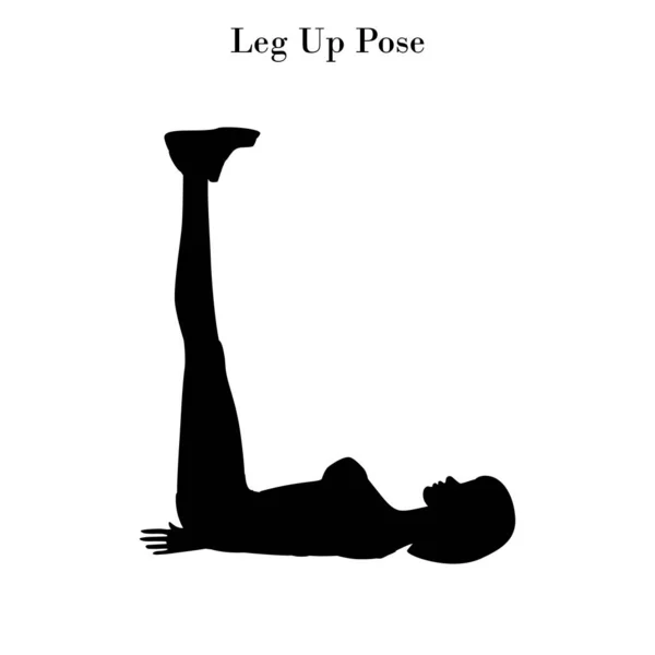 Yoga perna para cima silhueta pose —  Vetores de Stock