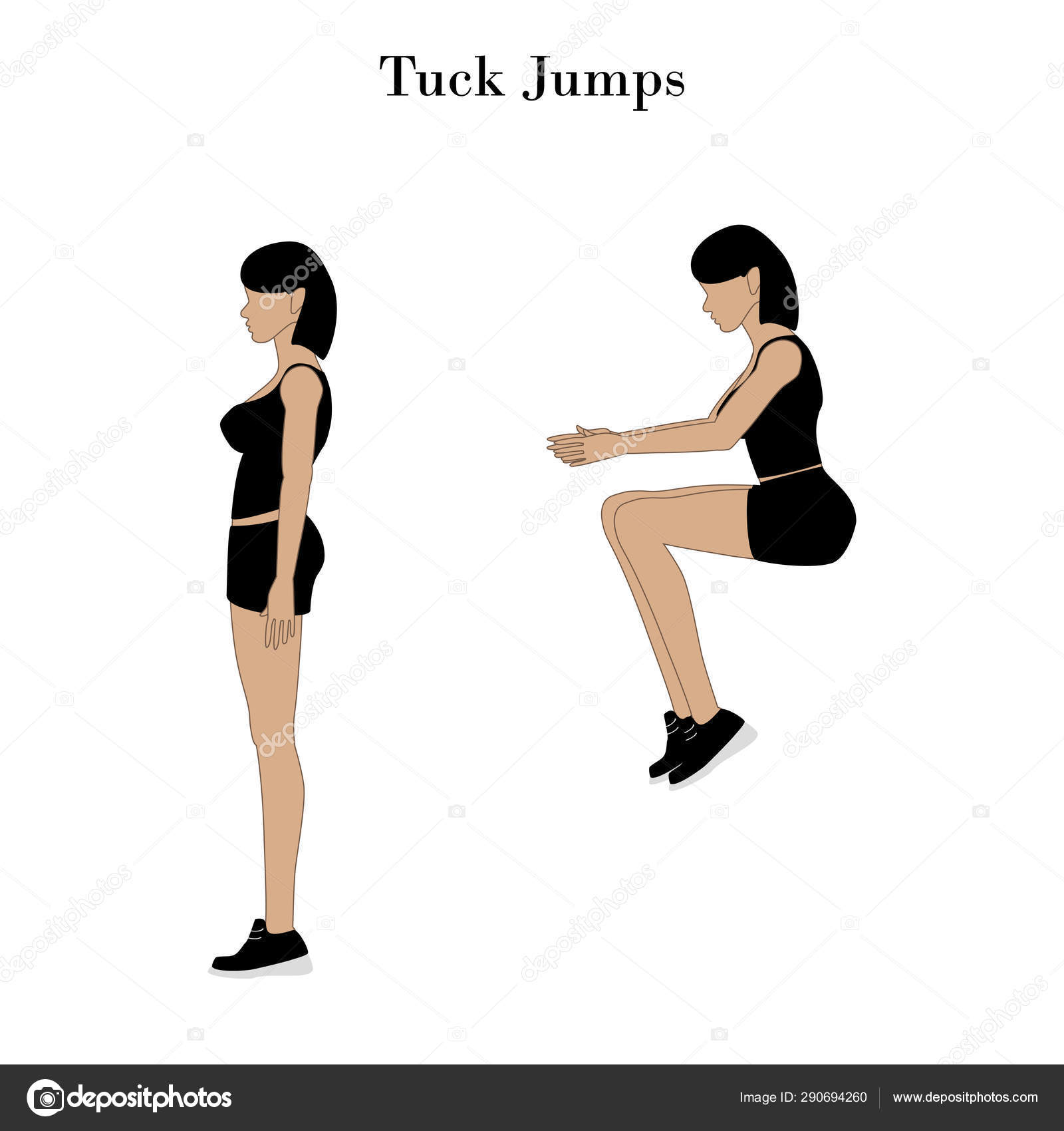 Tuck jumps exercise Stock Vector Image by 290694260