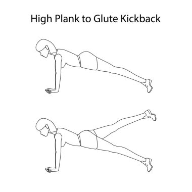 Glute kickback egzersiz anahat için yüksek kalas