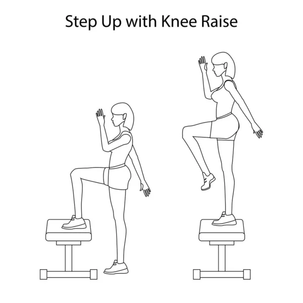 Встановіть контур вправ для підйому коліна — стоковий вектор