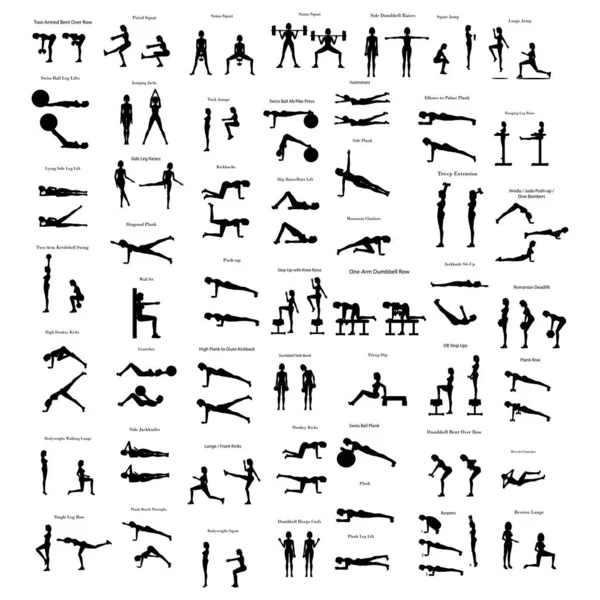 Workout övning illustration Silhouette — Stock vektor