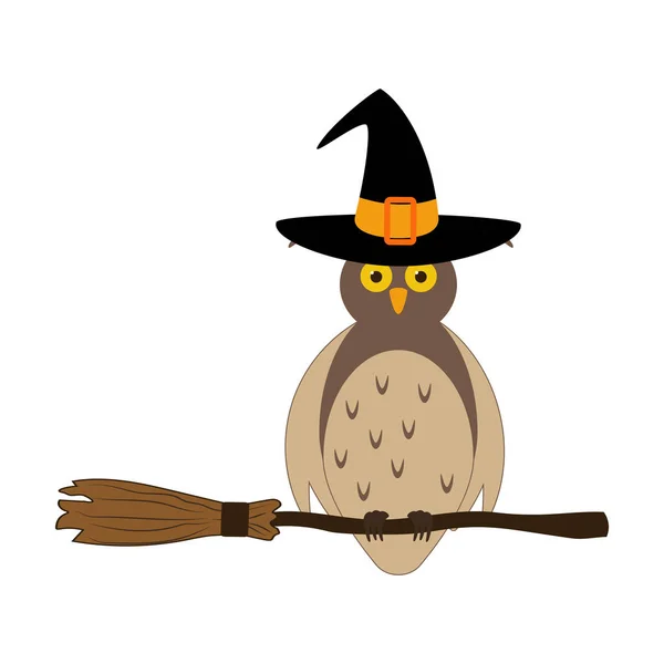 Halloween búho bruja ilustración — Vector de stock