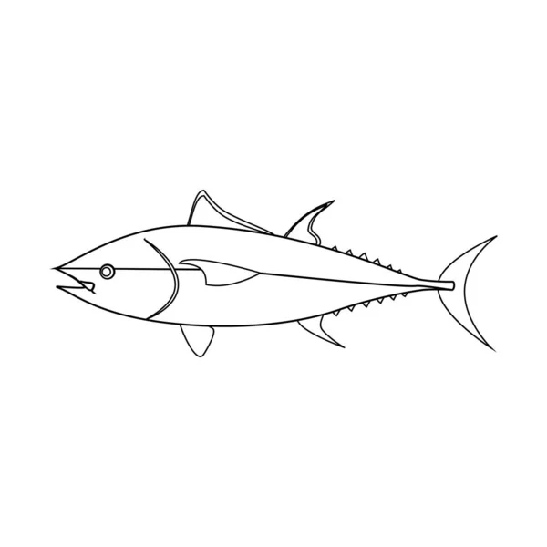 Garis besar ilustrasi ikan tuna - Stok Vektor