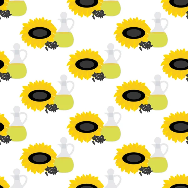 Sunflower oil seamless pattern — Stock Vector