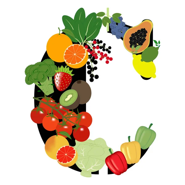 Illustrazione della vitamina c — Vettoriale Stock