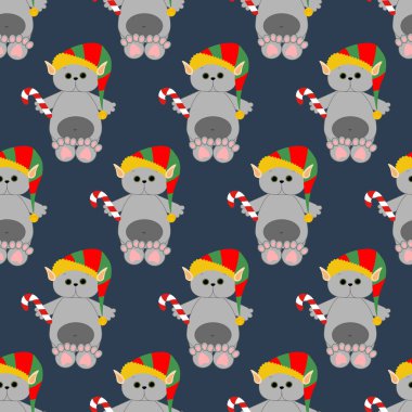 Kartopu desenli elf kostümlü kedi.