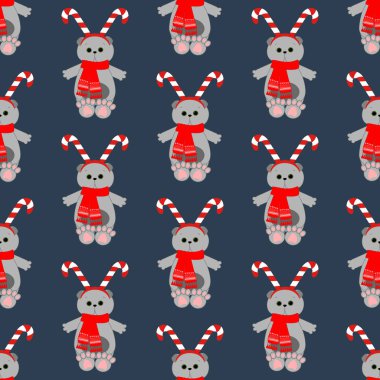 Kartopu desenli Noel kostümlü kedi.