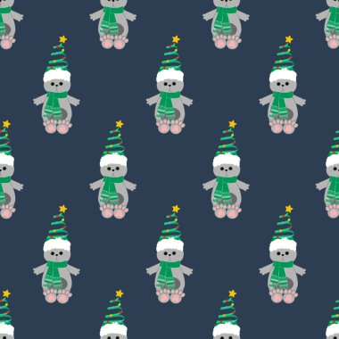 Kartopu desenli Noel kostümlü kedi.