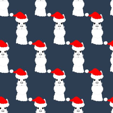 Noel şapkalı Lama kusursuz desen