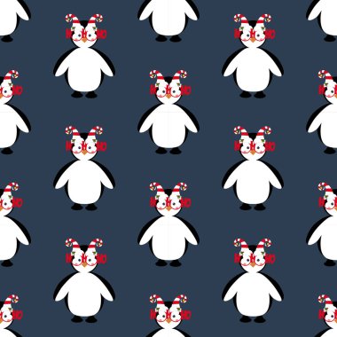 Penguen Noel kostümü içinde kusursuz desen