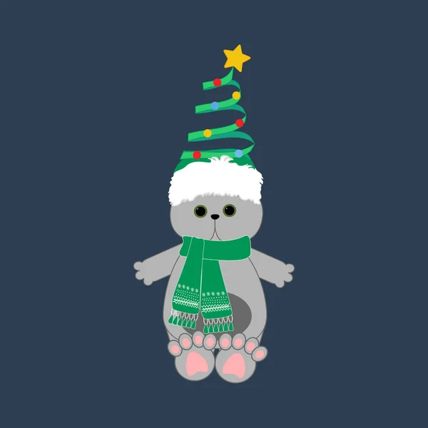 Gato en traje de Navidad ilustración — Vector de stock